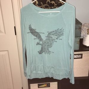 blue long sleeve shirt